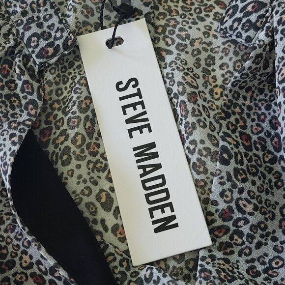 Steve Madden Ruffle Sleeve Animal Print Blouse Women's Size L - Picture 10 of 14